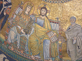 11 Trastevere - Chiesa di Santa Maria in Trastevere - Mosaico absidale (XII secolo) - Incoronazione della Vergine 