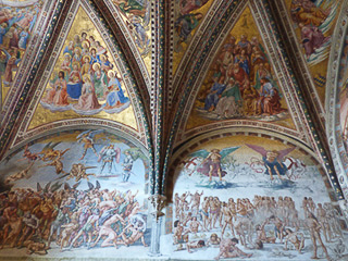 19 - Orvieto - Duomo - Cappella di San Brizio - Sotto, Giudizio universale e resurrezione della carne, di Luca Signorelli
